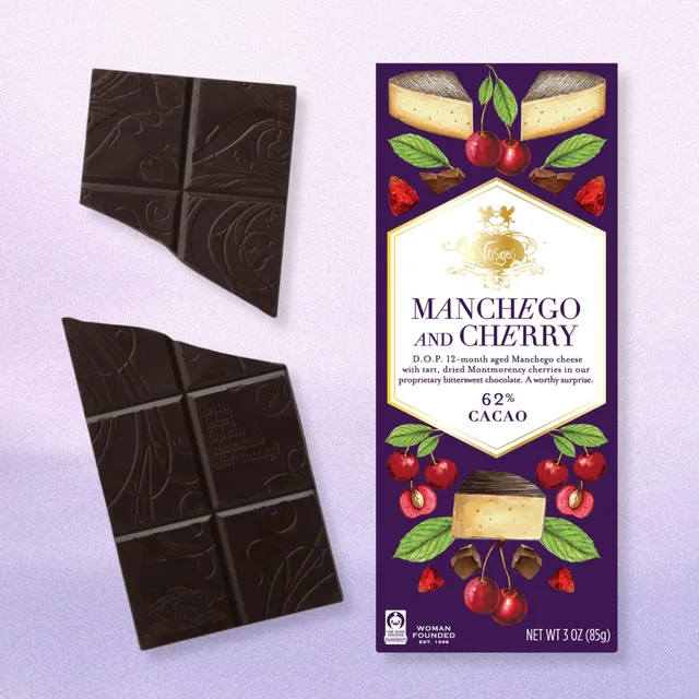 Vosges Dark Chocolate Manchego Cheese & Cherry Bar: 62% Cacao