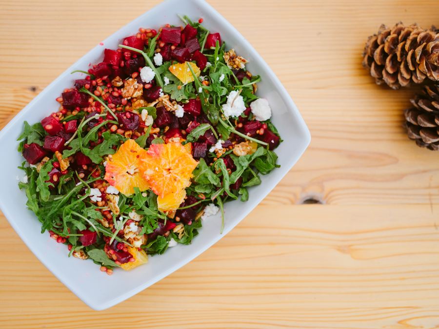 Beet and citrus salad on arugula