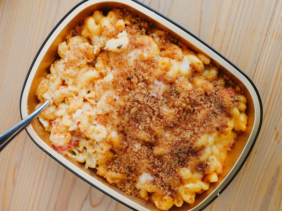 Baked mac and cheese with a crumb top